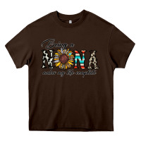 Chocolate Brown being nana makes my life complate Heavy Core Tee - CowhideDigitalArt