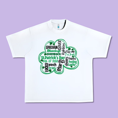 St Patricks Day Shamrock Typography Urban Heavy Tee Designed By Maliassmallbusiness