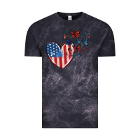 Cloud Black 4th of july american flag heart butterfly Vintage Tee - MaliasSmallBusiness