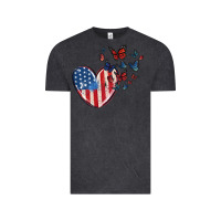 Vintage Black 4th of july american flag heart butterfly Vintage Tee - MaliasSmallBusiness