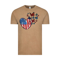 Vintage Coffee 4th of july american flag heart butterfly Vintage Tee - MaliasSmallBusiness