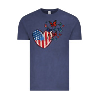 Vintage Denim 4th of july american flag heart butterfly Vintage Tee - MaliasSmallBusiness