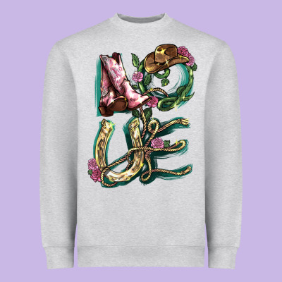 Love Boots Horseshoe Cowboy Heavyweight Sweatshirt Designed By Nancycooperartshop