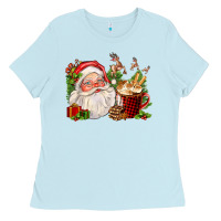 Baby Blue santa and hot cocoa cup Ladies Tee - FaDigitalArtStudio