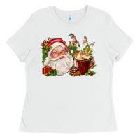 White santa and hot cocoa cup Ladies Tee - FaDigitalArtStudio