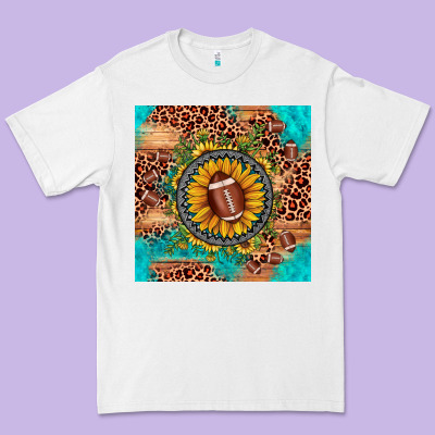 Football Leopard Turquoise Sunflower Seamless Pattern Premium Tee Designed By Jahusdesignshop
