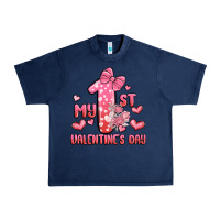 Navy my first valentines day Urban Heavy Tee - MaliasSmallBusiness