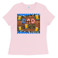 Bubblegum Pink dad life with beers Ladies Tee - HRA Design Shop