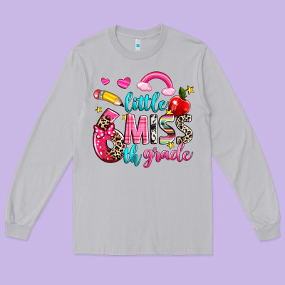 Little Miss Sixth Grade Long Sleeve Tee Designed By Nancycooperartshop