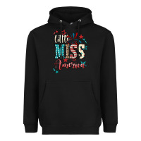 Black Little miss America 4th of july Heavyweight Hoodie - HowdyJamesFarm