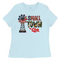 Baby Blue small town usa Ladies Tee - CowhideDigitalArt