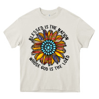 Cream blessed is the nation whose god is the lord Heavy Core Tee - CowhideDigitalArt