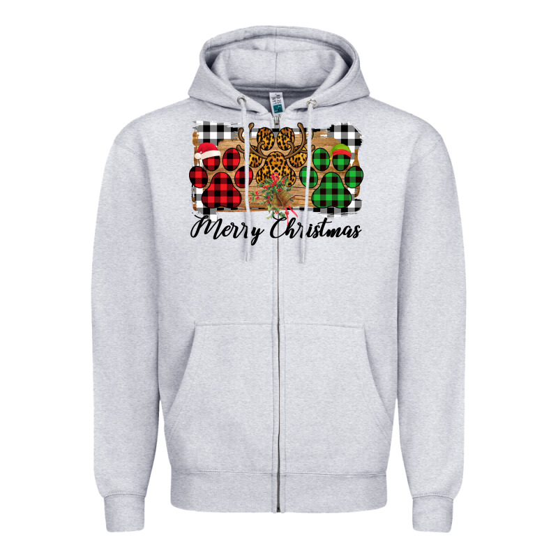 Merry Christmas Paws Zipper Hoodie by Bettercallsaul | Teevron