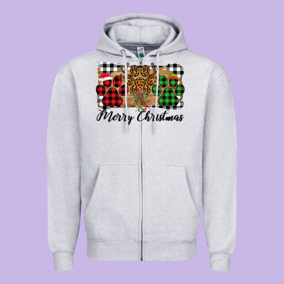 Merry Christmas Paws Zipper Hoodie Designed By Bettercallsaul