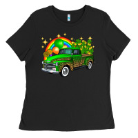 St Patricks Shamrock Gold Rainbow Balloon Candy Truck Ladies Tee | Teevron