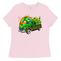 Bubblegum Pink st patricks shamrock gold rainbow balloon candy truck Ladies Tee - FaDigitalArtStudio
