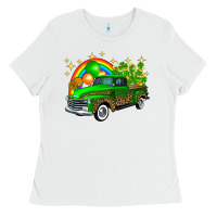 White st patricks shamrock gold rainbow balloon candy truck Ladies Tee - FaDigitalArtStudio