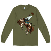Army Green american paint horse rodeo cowboy Long Sleeve Tee - MaliasSmallBusiness