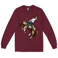 Burgundy american paint horse rodeo cowboy Long Sleeve Tee - MaliasSmallBusiness
