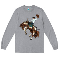 Heather Grey american paint horse rodeo cowboy Long Sleeve Tee - MaliasSmallBusiness