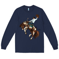 Navy american paint horse rodeo cowboy Long Sleeve Tee - MaliasSmallBusiness