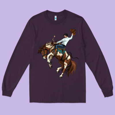 American Paint Horse Rodeo Cowboy Long Sleeve Tee Designed By Maliassmallbusiness