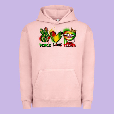 Peace Love Juneteenth Urban Hoodie Designed By Fadigitalartstudio