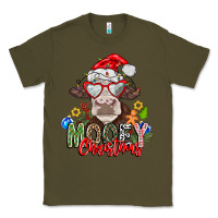 Army Green Mooey Christmas Classic Tee - CowhideDigitalArt