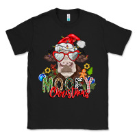 Black Mooey Christmas Classic Tee - CowhideDigitalArt
