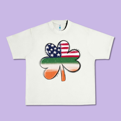 St Patricks Day Shamrock American Flag Urban Heavy Tee Designed By Maliassmallbusiness