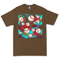 Cacao baseball leopard turquoise sunflower seamless pattern Premium Tee - JahusDesignShop
