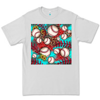 Dove Grey baseball leopard turquoise sunflower seamless pattern Premium Tee - JahusDesignShop
