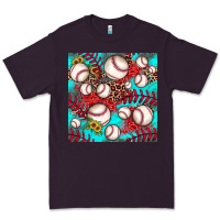 Plum baseball leopard turquoise sunflower seamless pattern Premium Tee - JahusDesignShop