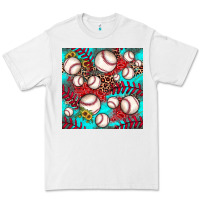 White baseball leopard turquoise sunflower seamless pattern Premium Tee - JahusDesignShop