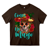 Chocolate Brown cinco de mayo skull Heavy Core Tee - HRA Design Shop