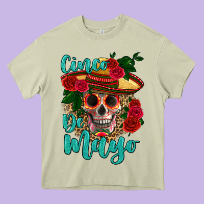 Cinco De Mayo Skull Heavy Core Tee Designed By Hra Design Shop