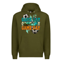 Army Green Game day lightning bolt soccer Premium Hoodie - HowdyJamesFarm