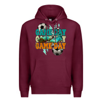 Burgundy Game day lightning bolt soccer Premium Hoodie - HowdyJamesFarm