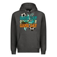 Charcoal Heather Game day lightning bolt soccer Premium Hoodie - HowdyJamesFarm