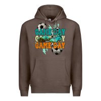 Coffee Game day lightning bolt soccer Premium Hoodie - HowdyJamesFarm