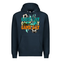 Navy Game day lightning bolt soccer Premium Hoodie - HowdyJamesFarm