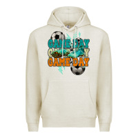 Oatmeal Heather Game day lightning bolt soccer Premium Hoodie - HowdyJamesFarm