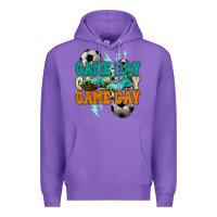 Purple Game day lightning bolt soccer Premium Hoodie - HowdyJamesFarm