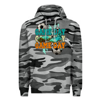 Slate Camo Game day lightning bolt soccer Premium Hoodie - HowdyJamesFarm