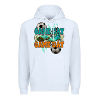 White Game day lightning bolt soccer Premium Hoodie - HowdyJamesFarm