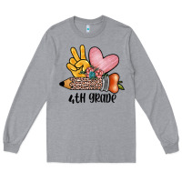 Heather Grey peace love 4th grade Long Sleeve Tee - JahusDesignShop