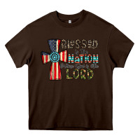Chocolate Brown blessed İs the nation whose god is the lord Heavy Core Tee - CowhideDigitalArt