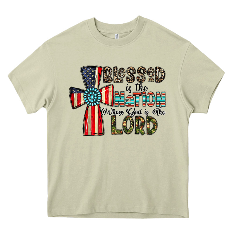Blessed İs The Nation Whose God Is The Lord Heavy Core Tee by CowhideDigitalArt | Teevron