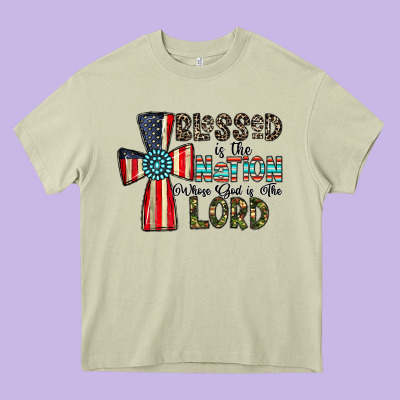 Blessed İs The Nation Whose God Is The Lord Heavy Core Tee Designed By Cowhidedigitalart