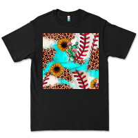Black baseball leopard turquoise cactus sunflower seamless pattern Premium Tee - JahusDesignShop